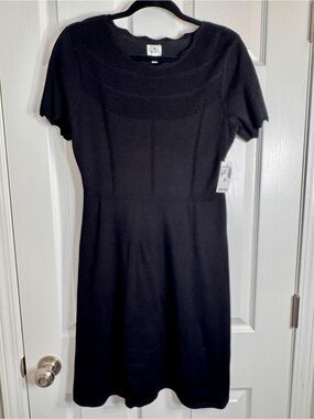 NWT Dress Barn textured knit black fit-and-flare dress. Size Medium